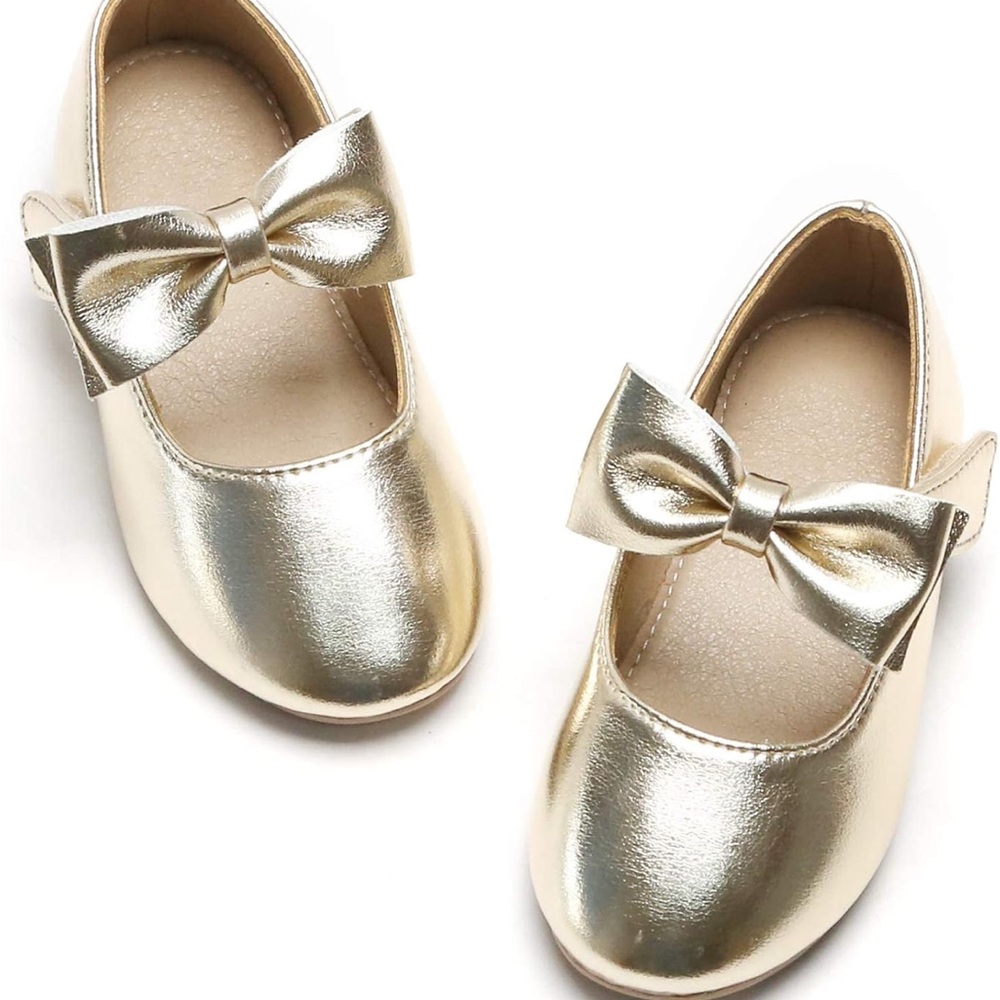 Gold Bow Kids Shoes